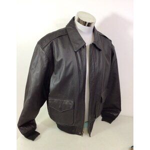 Air Force Leather Jacket Aviator Bomber Coat Mens Large